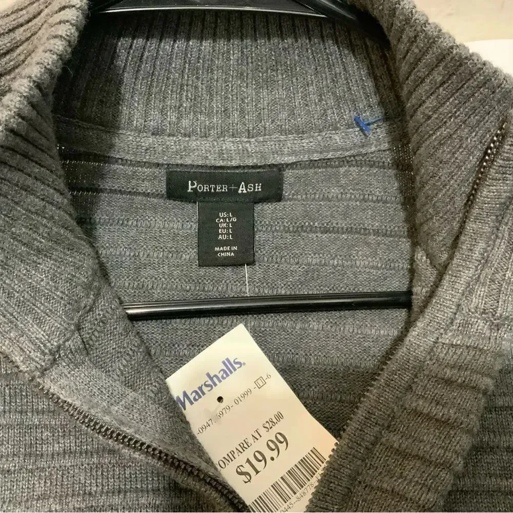 New Porter + Ash Sweater Large Gray Men